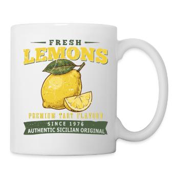 Vintage Zitronen Shirt, Fresh Lemon Retro Style - Tasse - Weiß - Rechts
