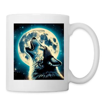 Wolf heult zum Vollmond - Tasse - Weiß - Rechts