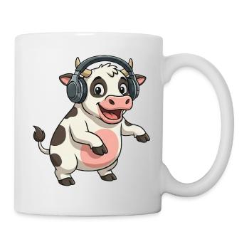 Vache dansante drôle DJ Techno Party dessin animé - Mug blanc - blanc - Droite