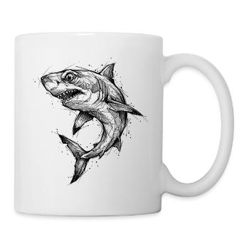 Shark Geometric - Modern Shark Sketch Design - Mug - white - Right