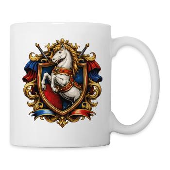 Pferd Wappen im Goldrahmen - Tasse - Weiß - Rechts