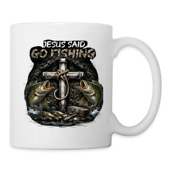 Jésus dit : Va pêcher, pêcher, allez pêcher - Mug blanc - blanc - Droite