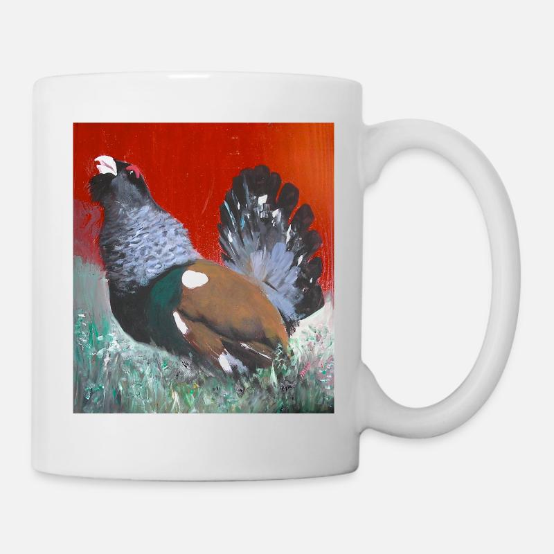 Red background pheasant in nature - Mug - white