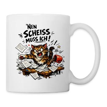 Nen Scheiss muss ich– Zornige Katze Statement - Tasse - Weiß - Rechts