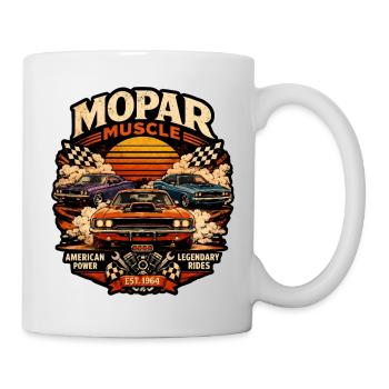 Mopar Muscle Retro Sonnenuntergang Power US Car  - Tasse - Weiß - Rechts