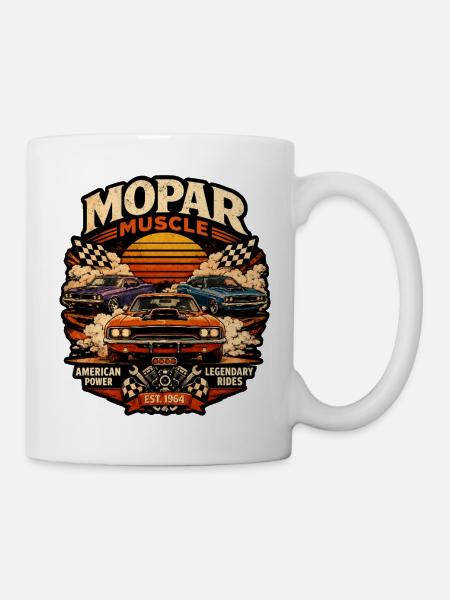 Mopar Muscle Retro Sonnenuntergang Power US Car  - Tasse - Weiß