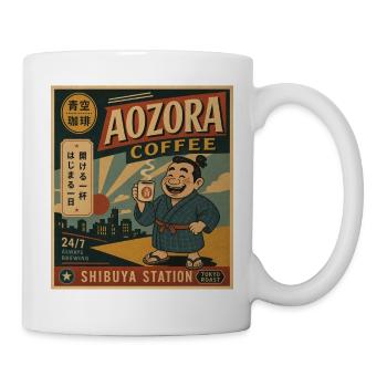 AOZORA Kaffee Shibuya Retro-Plakat - Tasse - Weiß - Rechts