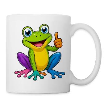 Dessin animé grenouille colorée pouce levé animal drôle - Mug blanc - blanc - Droite