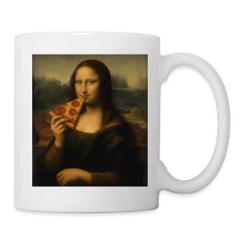 Mona Pizza Leonardo Da Vinci Pizza drôle Mona Li - Mug blanc - blanc - Droite