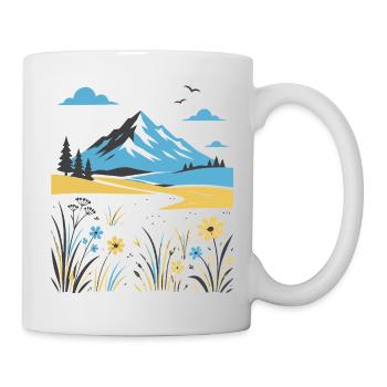 Berglandschaft mit Blütenwiesen - Tasse - Weiß - Rechts