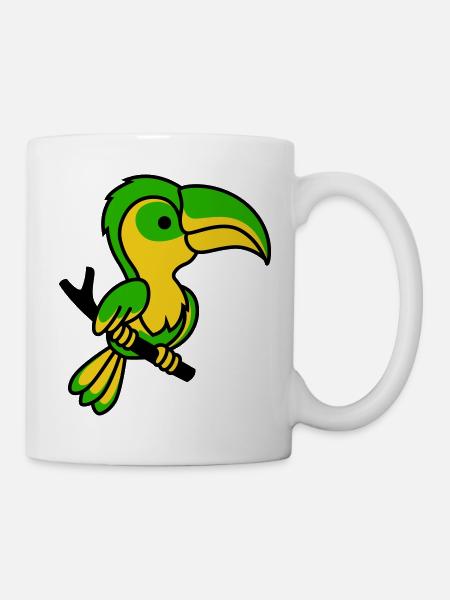 Neon-Tukan in Grün-Gelb - Tasse - Weiß