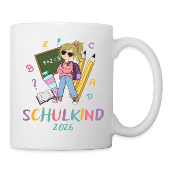 Schulkind 2026: Farbenfroh - Tasse - Weiß - Rechts