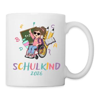 Schulkind 2026 Regenbogen Stil - Tasse - Weiß - Rechts