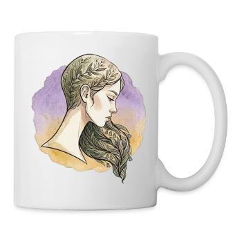 Aquarelle de soin de la dryade florale pour le visage féminin - Mug blanc - blanc - Droite