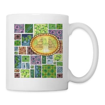 Bali temple on pattern patchwork - Mug - white - Right