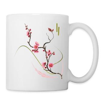 Japanische Pflaumenblüte Zen Stil  - Tasse - Weiß - Rechts