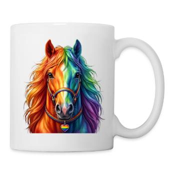 Cheval arc-en-ciel / Cheval aux couleurs arc-en-ciel - Mug blanc - blanc - Droite