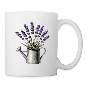 Lavendel in einer Gießkanne - Tasse - Weiß - Rechts