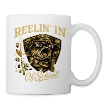 Enrouler 100 jours de pêche à l’école Conception des poissons - Mug blanc - blanc - Droite