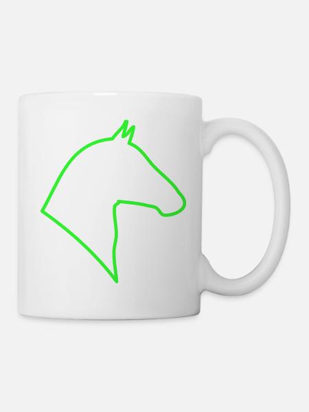 Pferd Umriss in Grün - Tasse - Weiß
