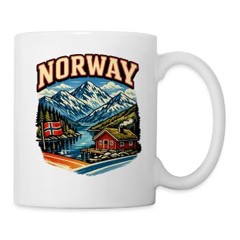 Design einer norwegischen Fjord-Berghütte - Tasse - Weiß - Rechts