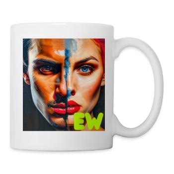 Doppelporträt in Neonfarben - Tasse - Weiß - Rechts