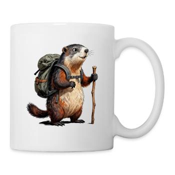 Marmotte randonneur en trek - Mug blanc - blanc - Droite