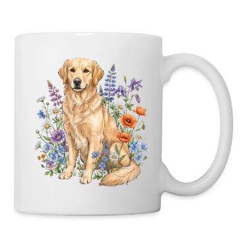 Golden Retriever Blumen Hundeliebhaber - Tasse - Weiß - Rechts