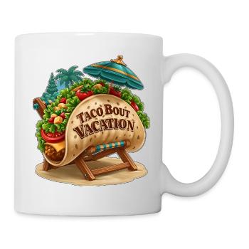 Taco Bout Vacation Lustiges Strandstuhl-Essenswortspiel - Tasse - Weiß - Rechts