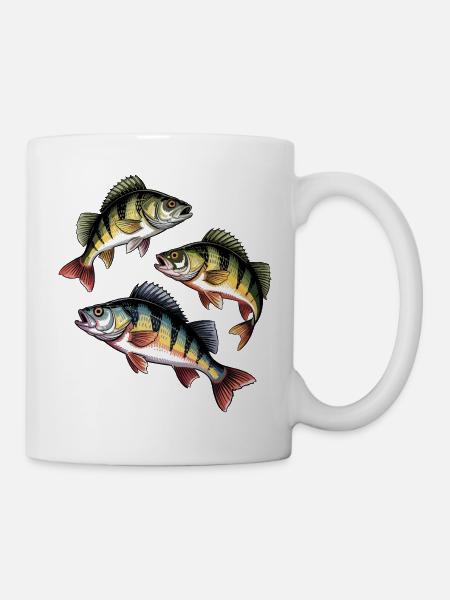 Barsch Angeln - Tasse - Weiß