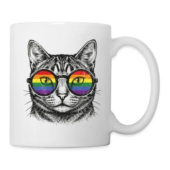 Pride Month LGBT – Lustige Katze mit Sonnenbrille - Tasse - Weiß - Rechts