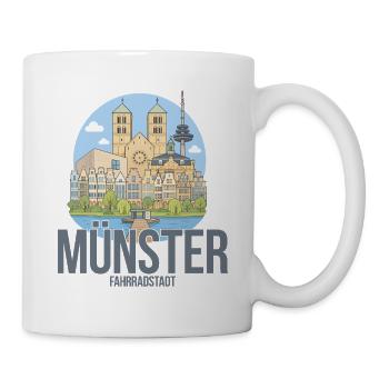 Münster Motiv 1 Fahrradstadt Skyline - Tasse - Weiß - Rechts