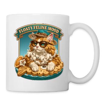 Floaty Feline Mood Cool Cat on Summer Pool Float - Mug - white - Right