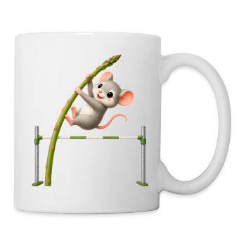 Funny Mouse Asparagus High Jump Cartoon - Mug - white - Right