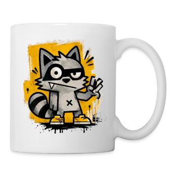 Motif de dessin de rue de raton laveur graffiti, stylé - Mug blanc - blanc - Droite