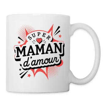 Super Maman d’Amour Style Pop Art - Mug blanc - blanc - Droite