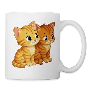 Des chatons assis côte à côte - Mug blanc - blanc - Droite