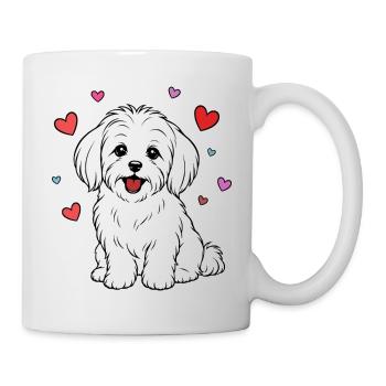 Malteser_Hund_sitzend_Herz_weiss - Tasse - Weiß - Rechts