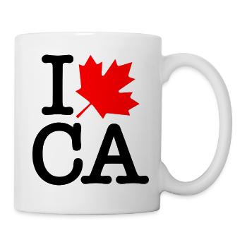Rouge très poli Noir J’adore la feuille d’érable du Canada - Mug blanc - blanc - Droite