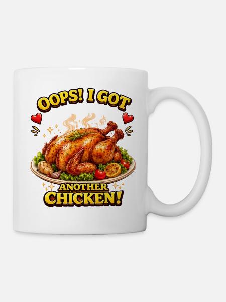 Oops I Got Another Chicken - Funny BBQ Roast Chicken - Mug - white