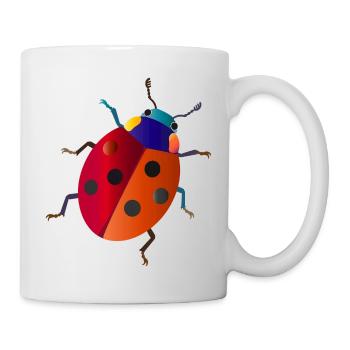 Bunter Marienkäfer Cartoon Stil  - Tasse - Weiß - Rechts