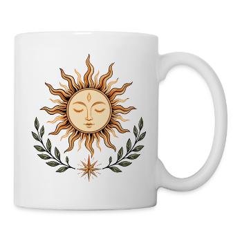 Mittsommer Sonne – Boho Natur Symbol - Tasse - Weiß - Rechts