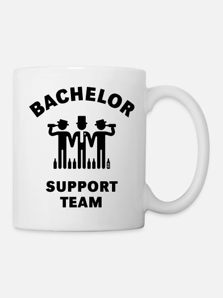 Junggesellen-Support-Team (Bräutigam / Junggesellenabschied / Schwarz) - Tasse - Weiß