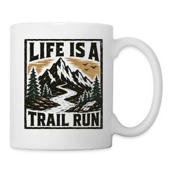 Das Leben ist ein Trail-Run-Bergabzeichen - Tasse - Weiß - Rechts