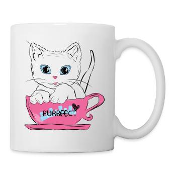 Chat Purrfect dans une tasse de thé rose - Mug blanc - blanc - Droite
