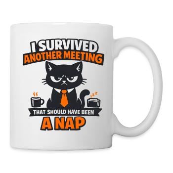 Cat in a Suit – Meeting Nap Meme - Mug - white - Right