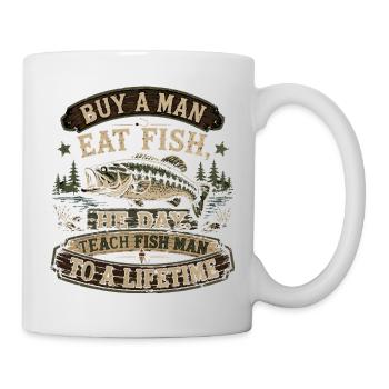 Buy A Man Eat Fish | Vintage Peach Humor - Mug - white - Right