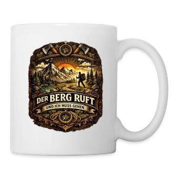 Der Berg ruft Wanderbadge - Tasse - Weiß - Rechts