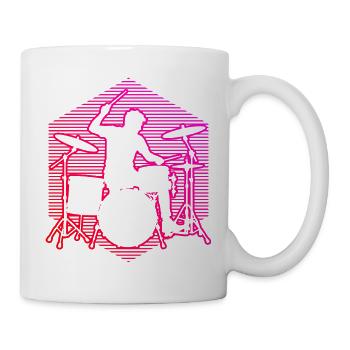 Geschenkidee für einen Schlagzeuger mit Schlagzeug - Tasse - Weiß - Rechts