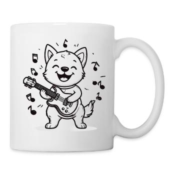 Musikliebender Hund mit Gitarre - Tasse - Weiß - Rechts